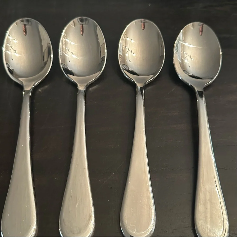 Oneida Stainless Icarus Glossy Large Serving Spoons Set of Four